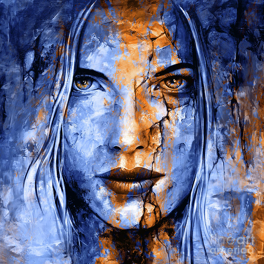 Temptation Blue Gold Painting by Emerico Imre Toth