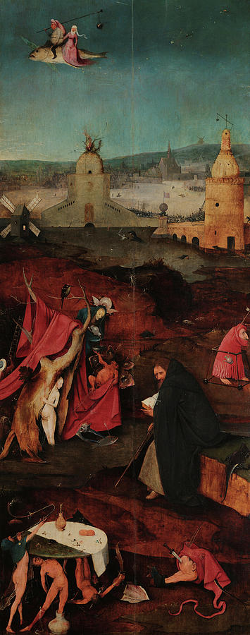 Hieronymus Bosch Painting - Temptation of Saint Anthony, right wing by Hieronymus Bosch