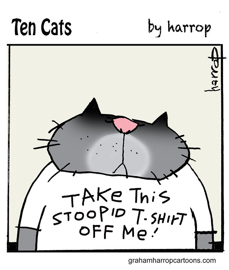 TEN CATS T-shirt 202 Drawing by Graham Harrop