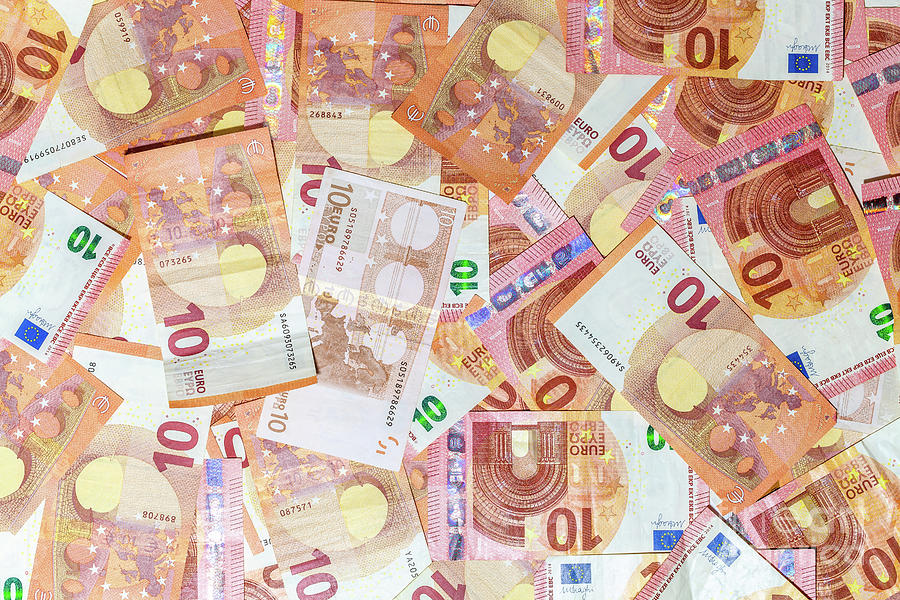 Ten Euro banknotes background Photograph by Benny Marty