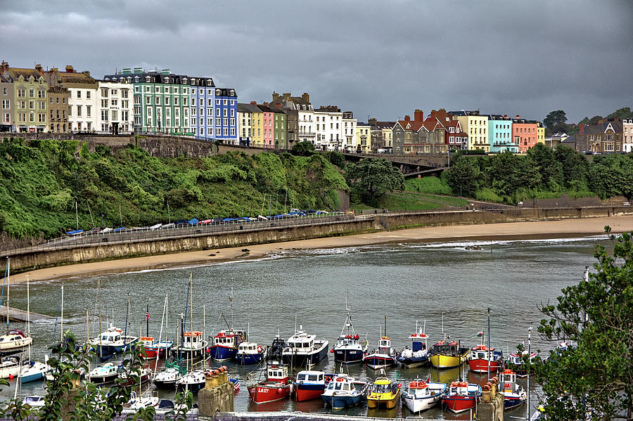 Tenby Across the Harbour and Beach Photograph by Jeremy Hayden