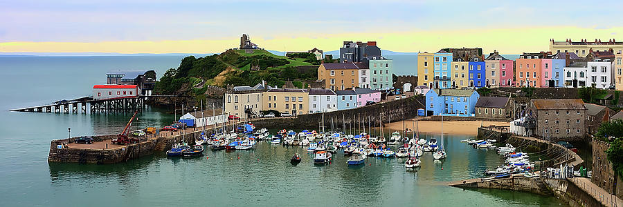 Tenby Harbour Panorama Photograph by Jeremy Hayden