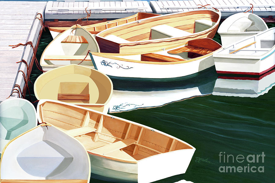 Boat Painting - TENDER TEN -prints of oil painting by Mary Grden