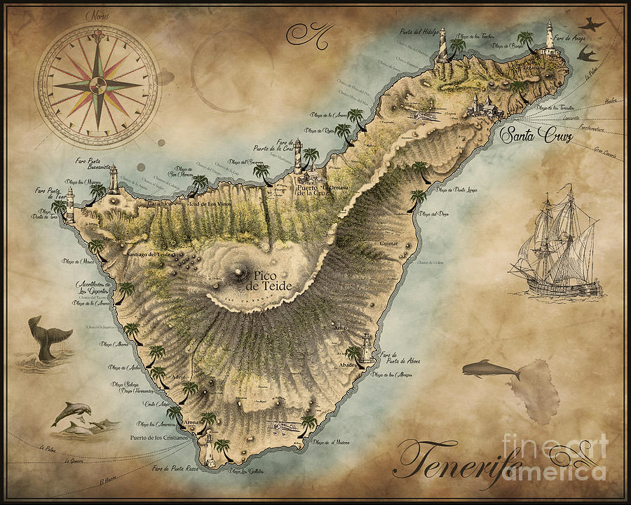 Vintage Digital Art - Vintage map of Tenerife by Ok More Photos