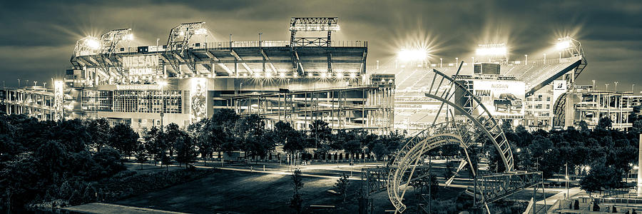 Tennessee Football Stadium In Nashville - Sepia Monochrome Panorama Photograph