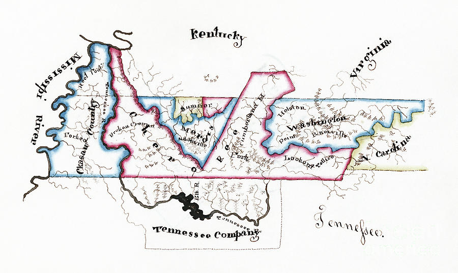 Tennessee Map, 1819 Drawing by Harriet Baker