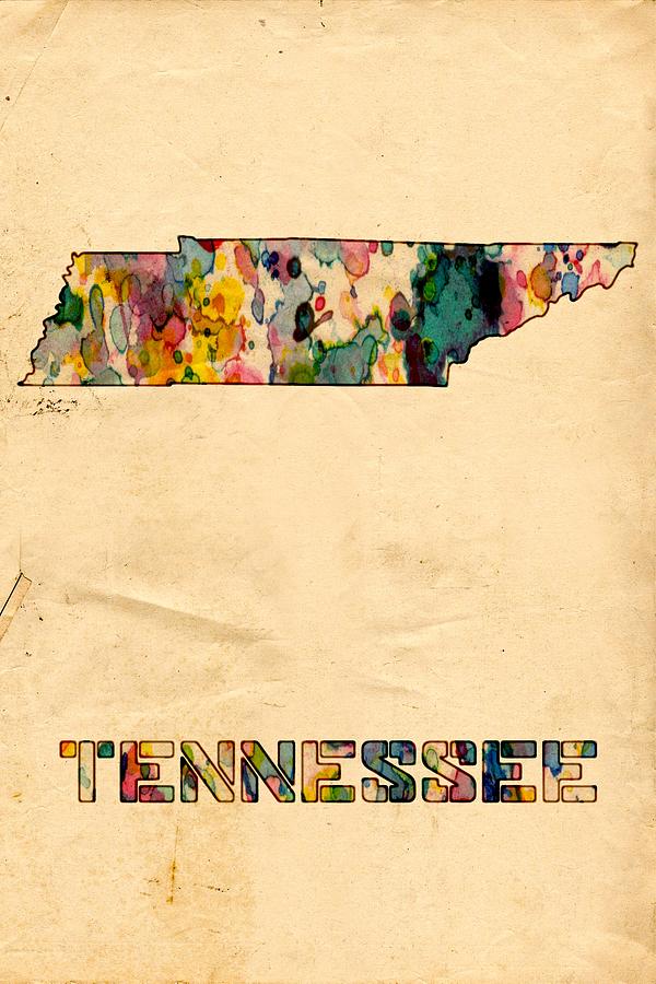 Tennessee Map Poster Watercolor Painting by Beautify My Walls