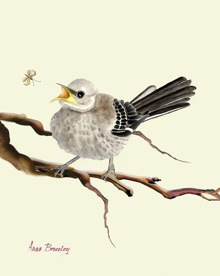 Tennessee Mocking Bird Painting by Anne Beverley-Stamps
