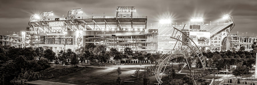 Tennessee Stadium In Nashville - Sepia Panorama Photograph