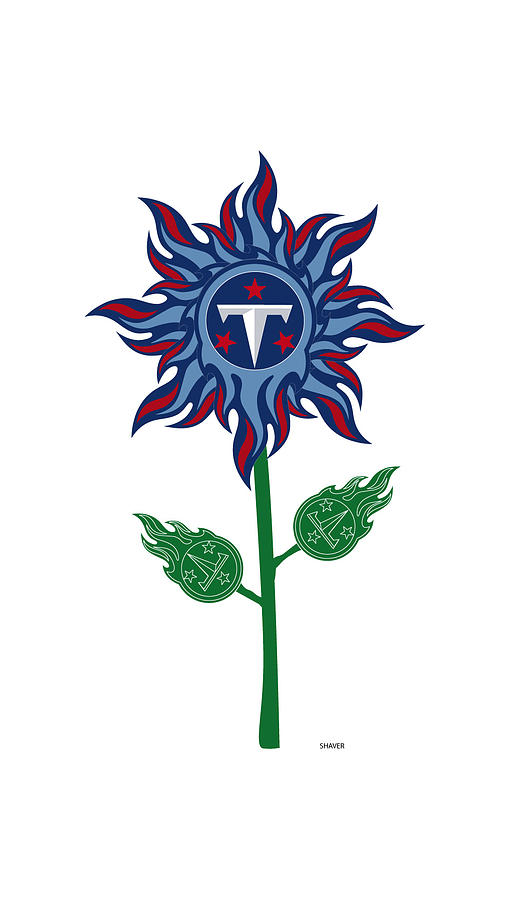 Tennessee Titans - NFL Football Team Logo Flower Art Mixed Media by Steven Shaver