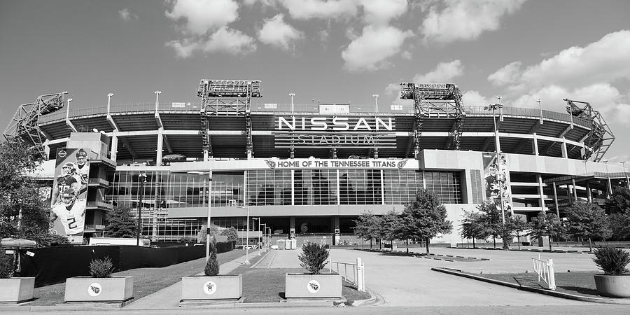 Tennessee Titians Nissan Stadium in Nashville Tennessee in black and white Photograph by Eldon McGraw