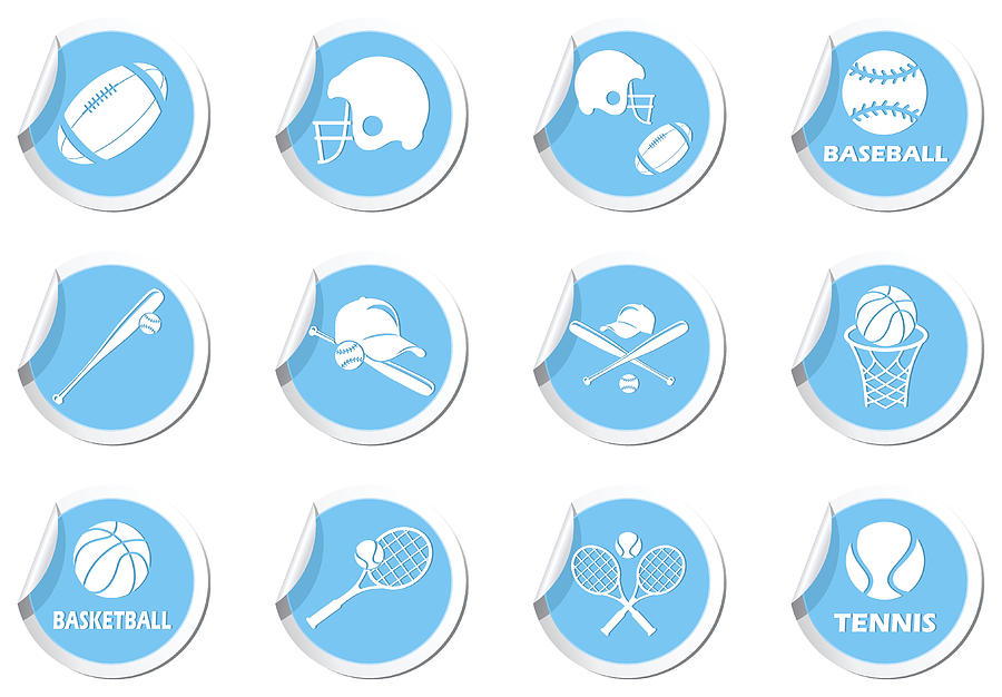 Tennis, Baseball, American football icons set Drawing by ARNICAart