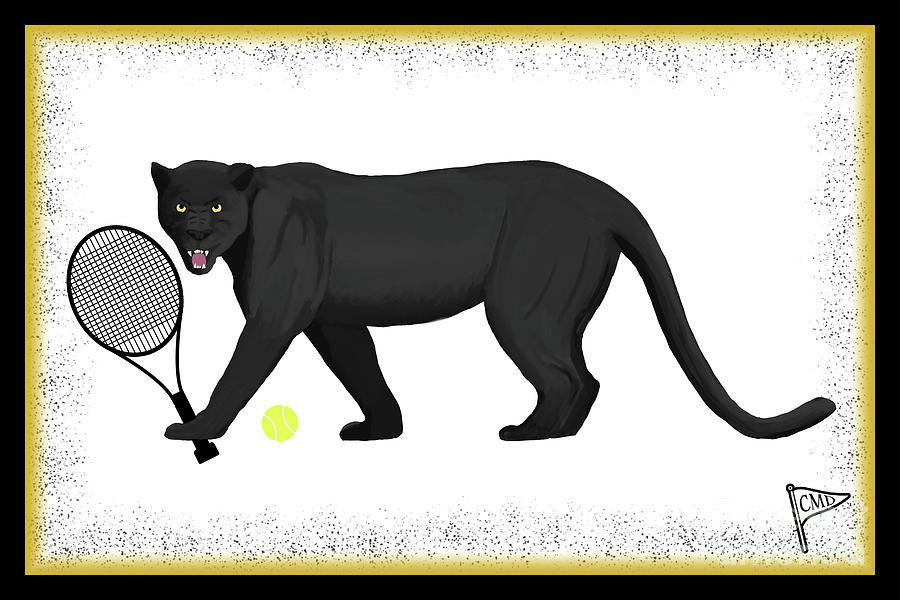 Tennis Digital Art - Tennis Black Panther by College Mascot Designs