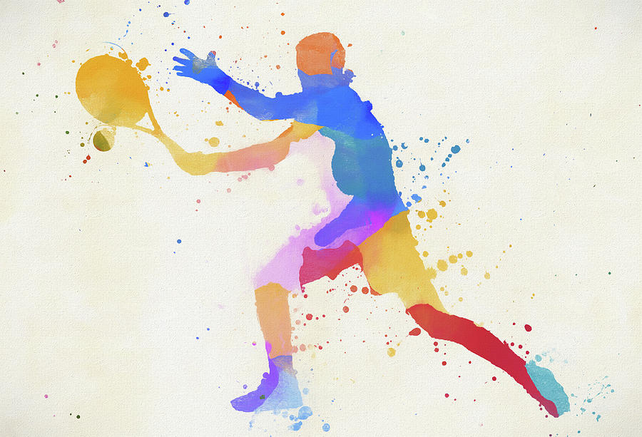 Tennis Player Color Splash Painting by Dan Sproul