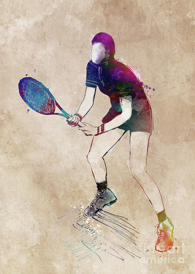 Tennis player sport art Digital Art by Justyna Jaszke JBJart