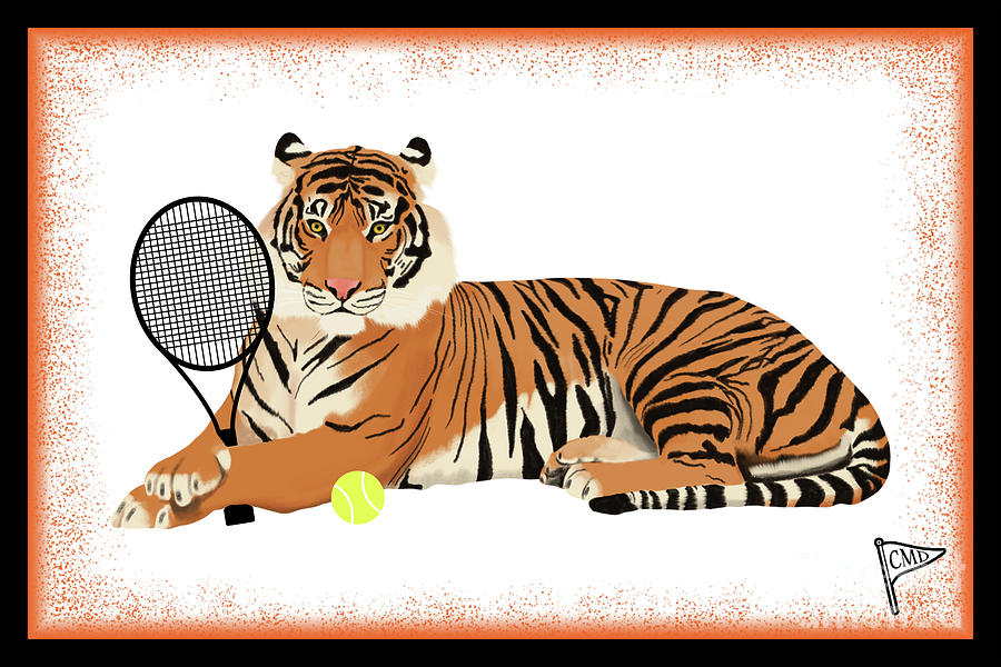 Tennis Digital Art - Tennis Tiger Orange by College Mascot Designs