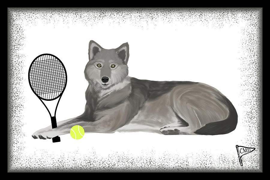 Tennis Digital Art - Tennis Wolf by College Mascot Designs