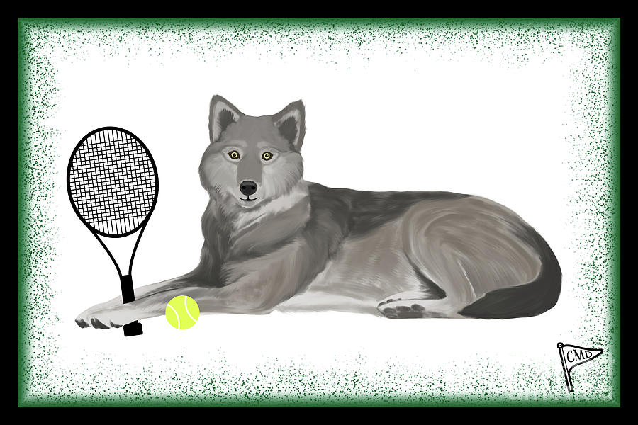 Tennis Wolf Green Digital Art