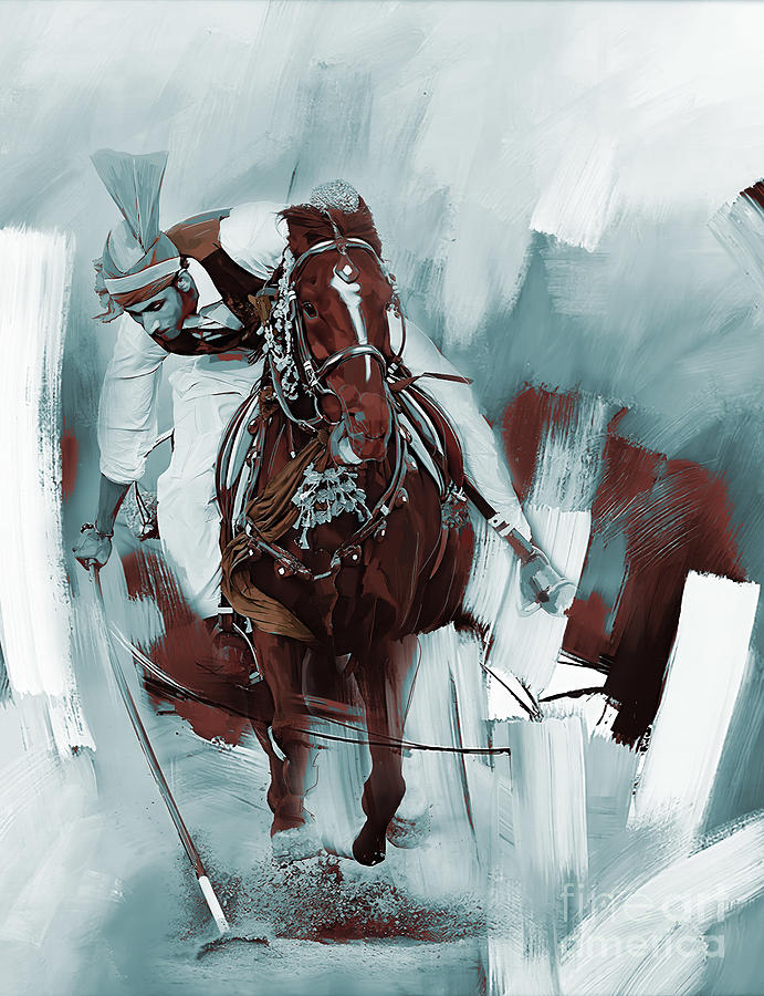 Tent Pegging Painting