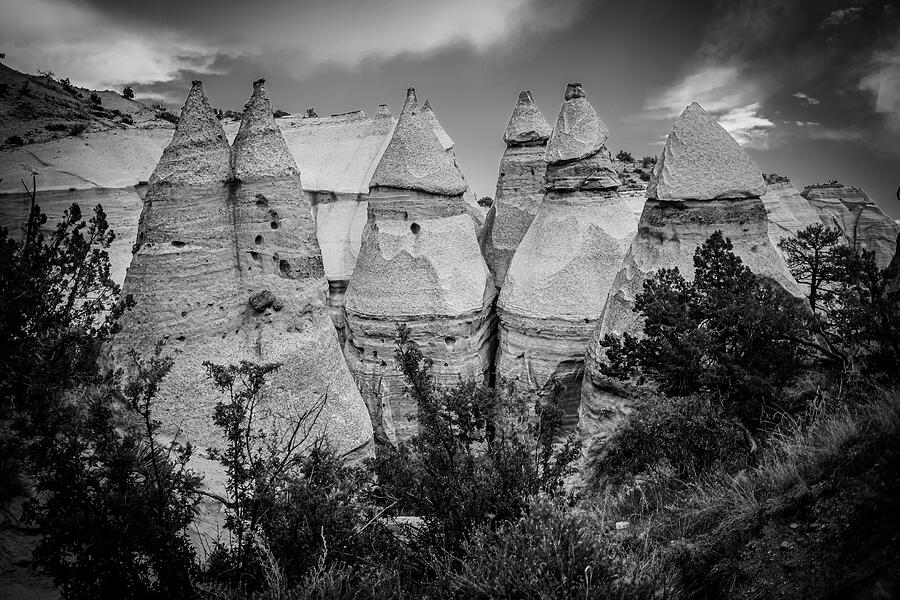 Tent Rocks Photograph - Tent rocks black and white by Jeff Swan