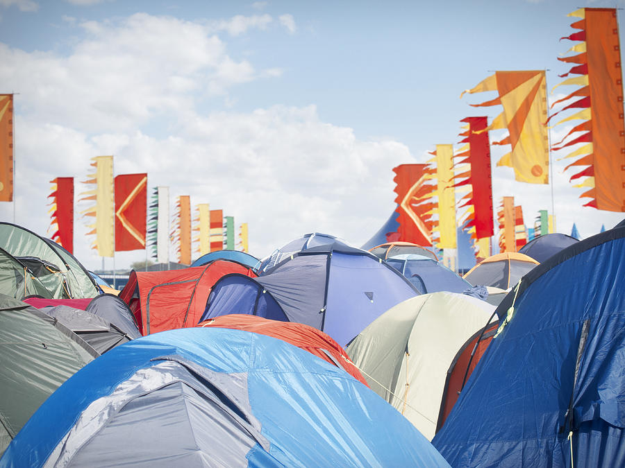 Tents crowded at music festival Photograph by Caia Image