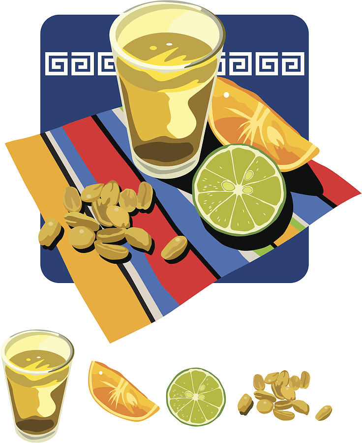 Tequila Lemon Orange And Peanuts Drawing by SaulHerrera