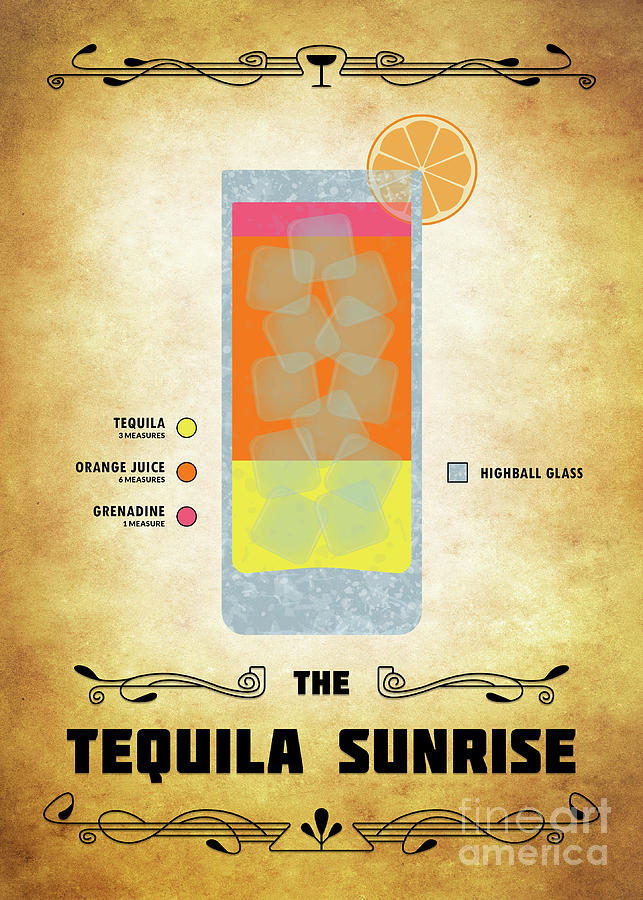 Martini Digital Art - Tequila Sunrise Cocktail - Classic by Bo Kev