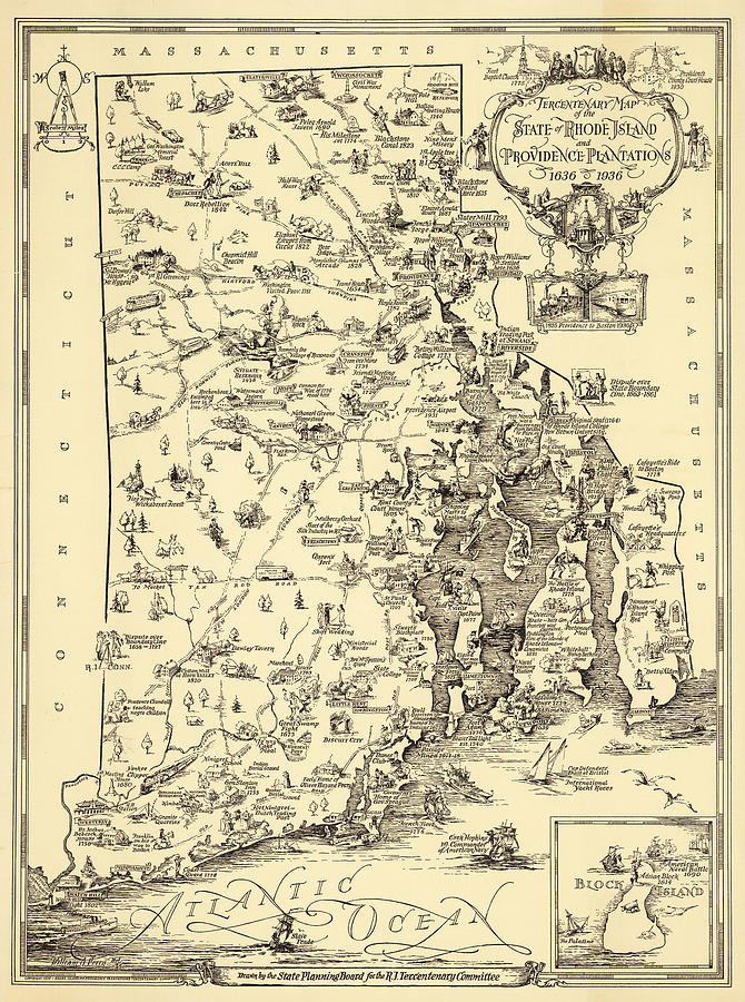 Tercentenary Map Of The State Of Rhode Island And Providence Plantations Digital Art By Owl