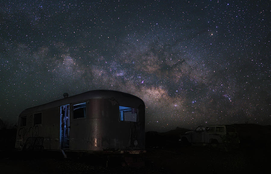 Terlingua Trailer at Night Photograph by Angie Purcell - Fine Art America