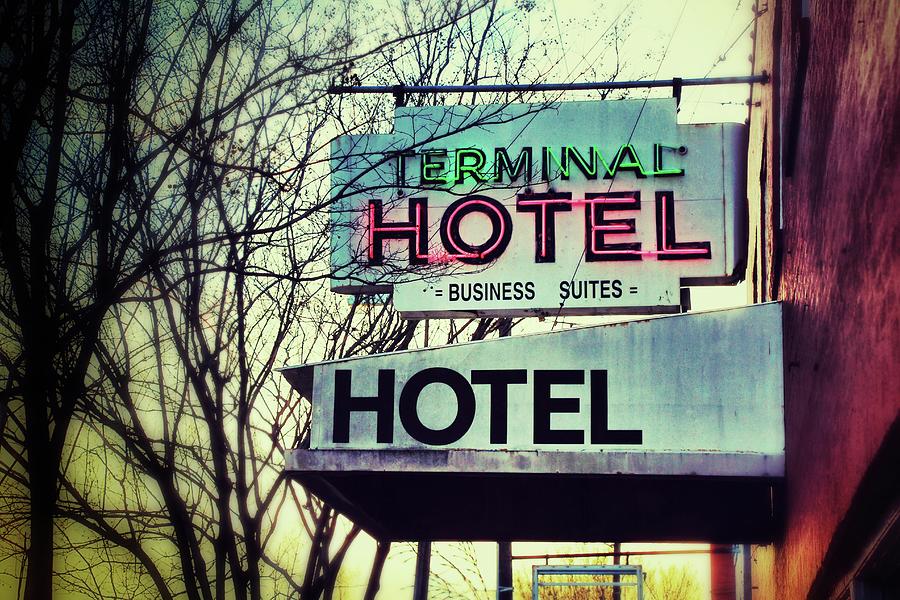 Terminal Hotel Neon Sign 1 Photograph by Jim Albritton