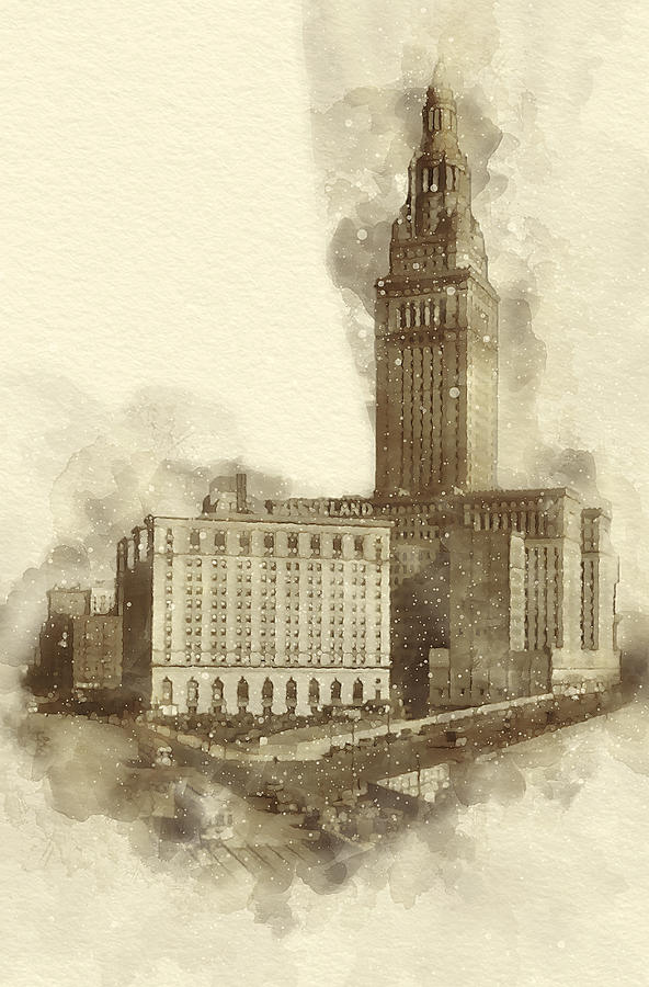Terminal Tower February 14, 1930 Mixed Media by Pheasant Run Gallery