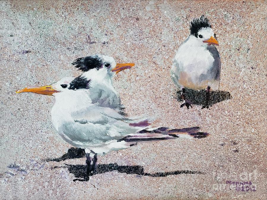 Tern Trio Painting by Merana Cadorette
