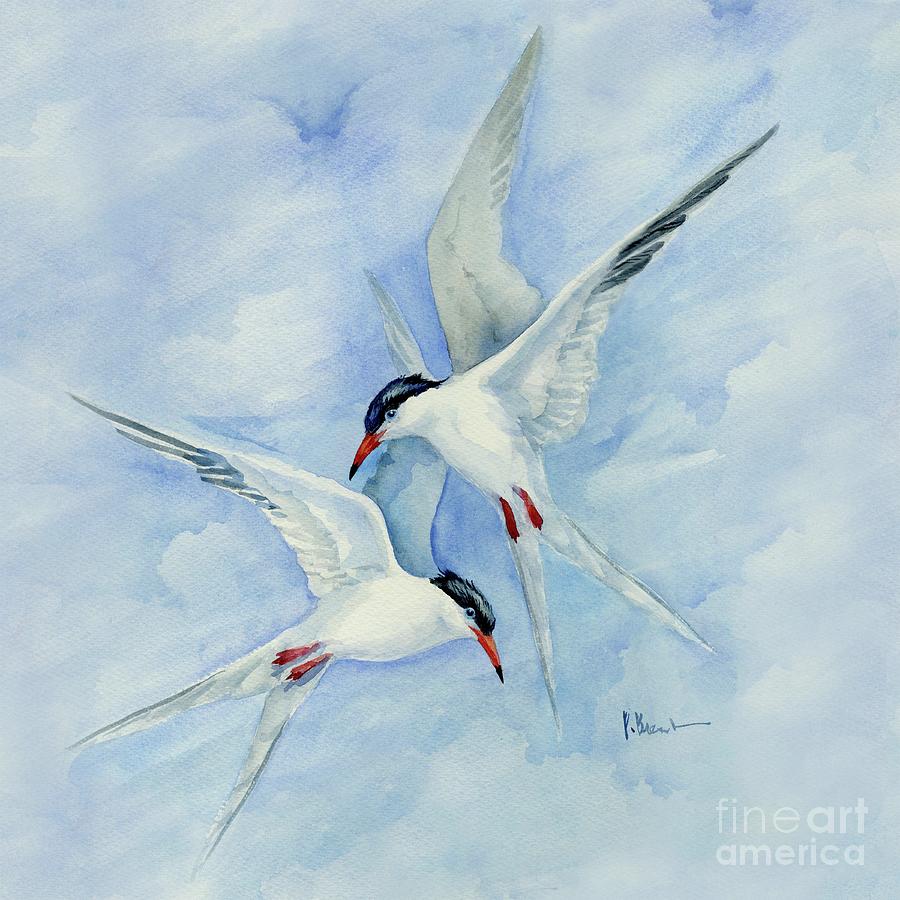 Bird Painting - Terns in Flight by Paul Brent