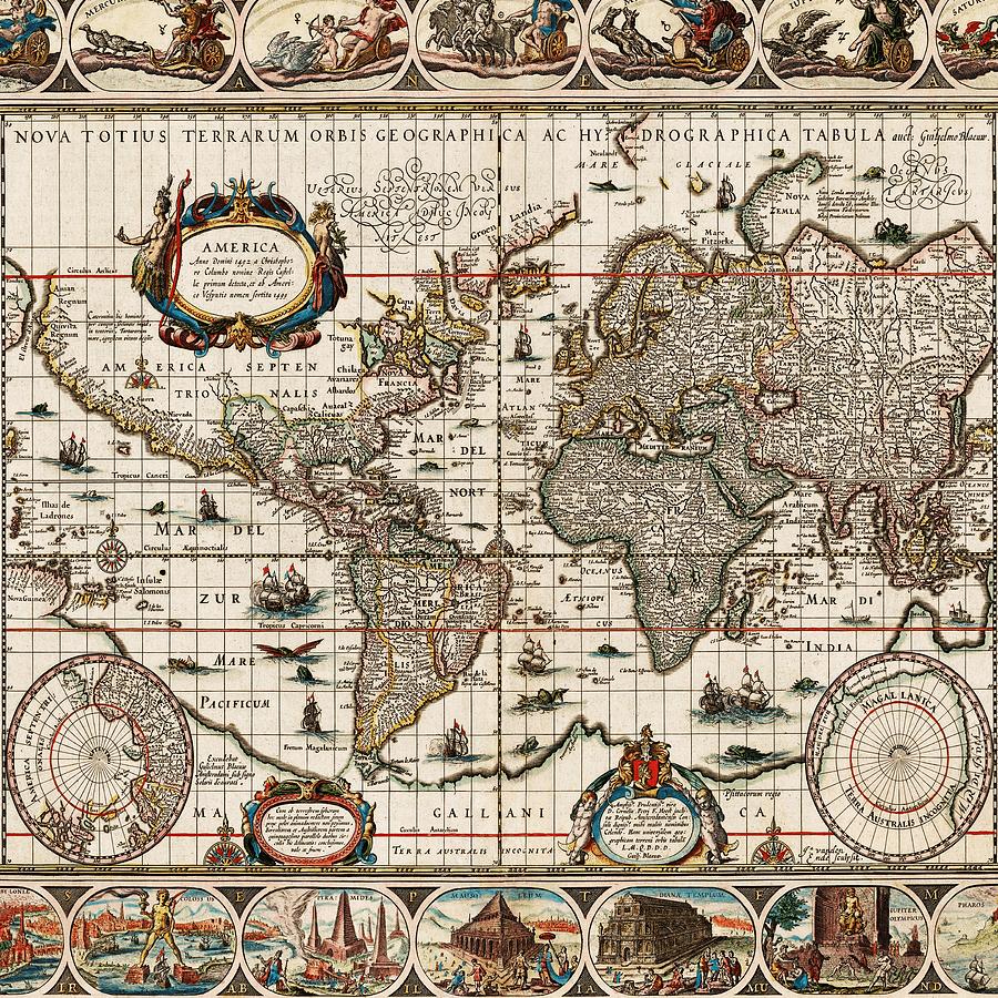 Terra Nova Vintage Maps And Drawings Digital Art by Cozy Guru - Pixels