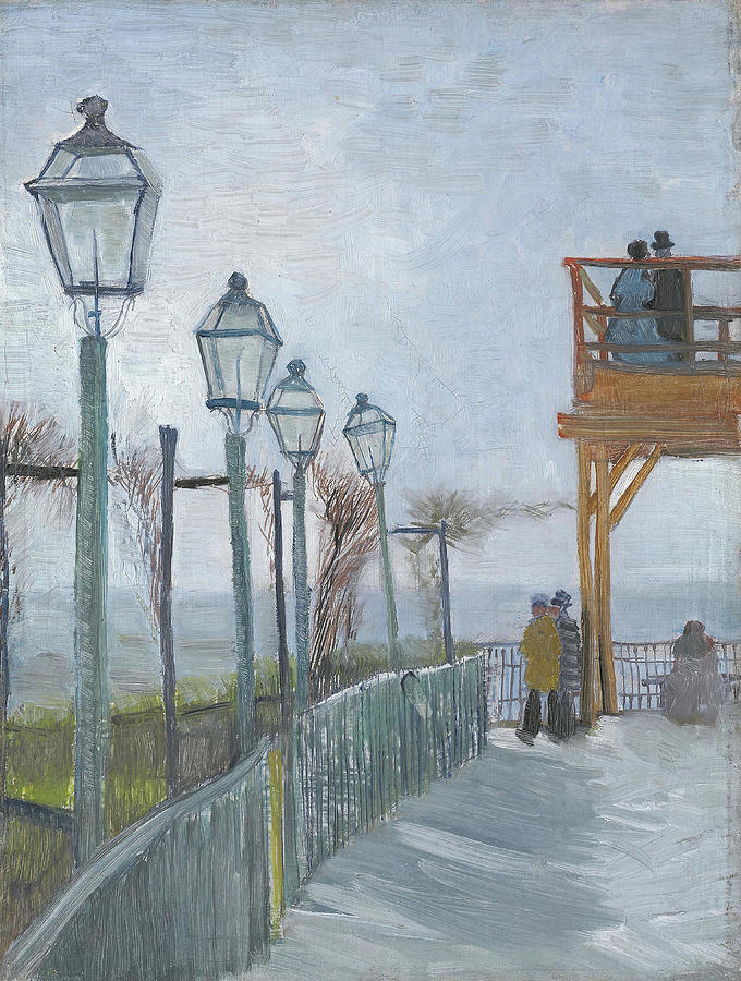 Terrace and Observation Deck at the Moulin de Blute-Fin, Montmartre. Vincent van Gogh, Dutch, 185... Painting by Vincent Van Gogh