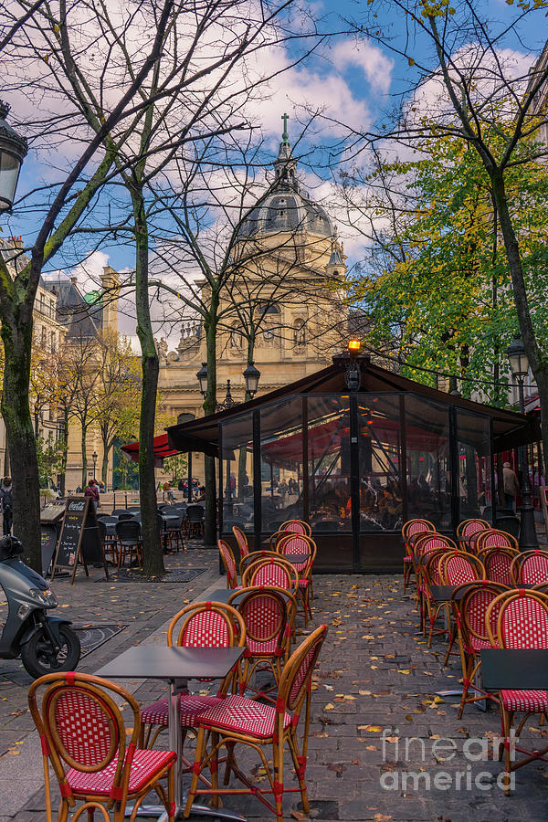 Terrace bar in front of the church Photograph by Vicente Sargues