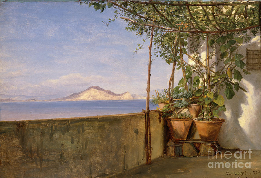Terrace in Procida, 1833 Painting by O Vaering by Thomas Fearnley
