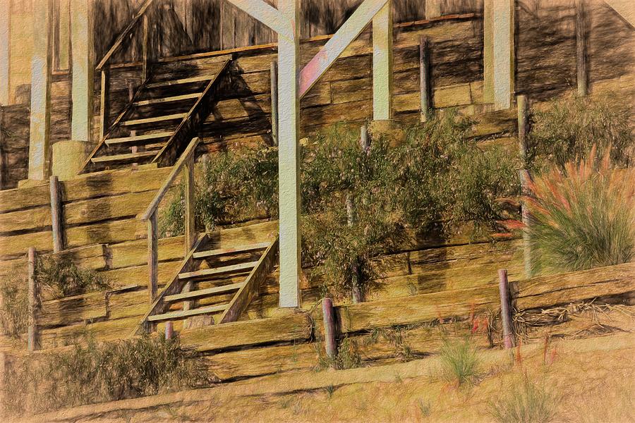 Terraces and Stairs  Abstract Finish Digital Art by Linda Brody