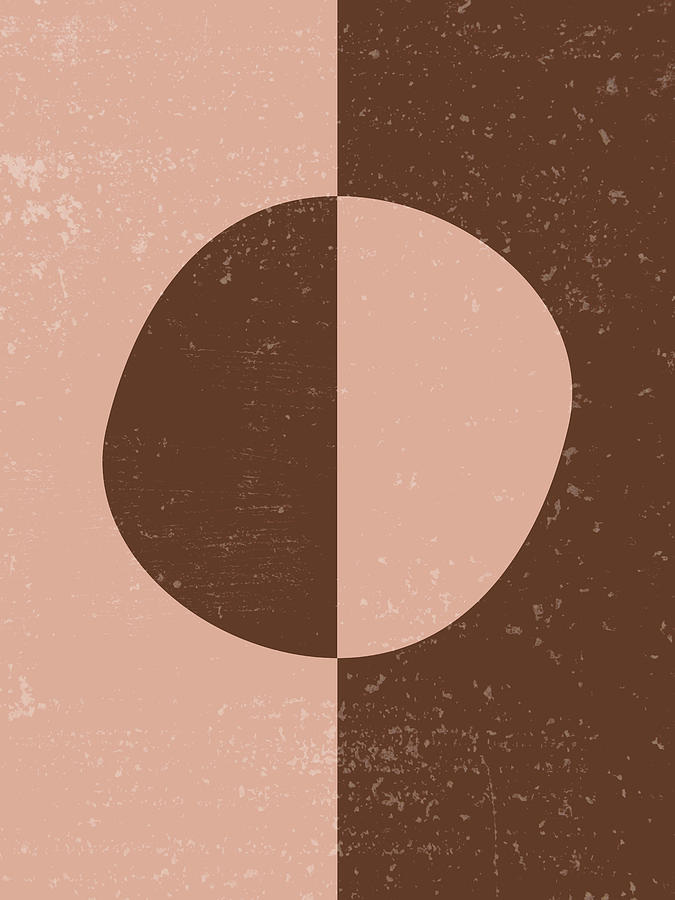Terracotta Abstract 56 - Modern, Contemporary Art - Abstract Organic Shape - Half Circles - Yin Yang Mixed Media