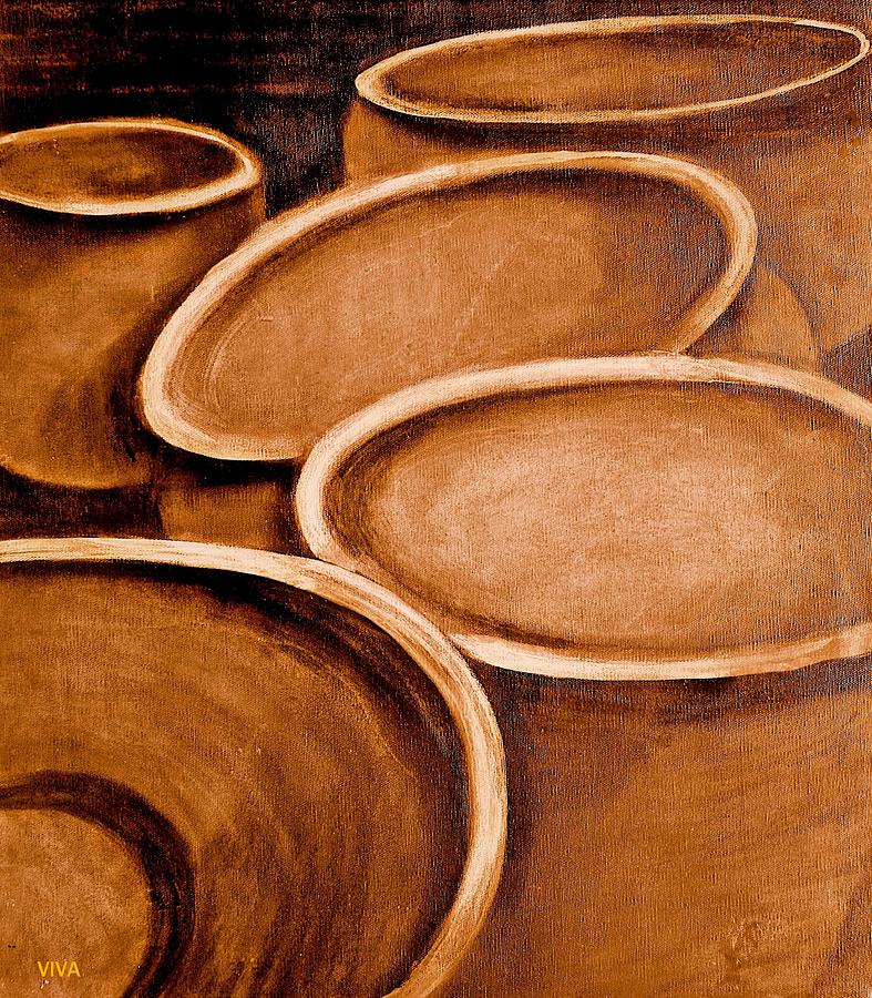 Terracotta Pots Sketch Painting by VIVA Anderson