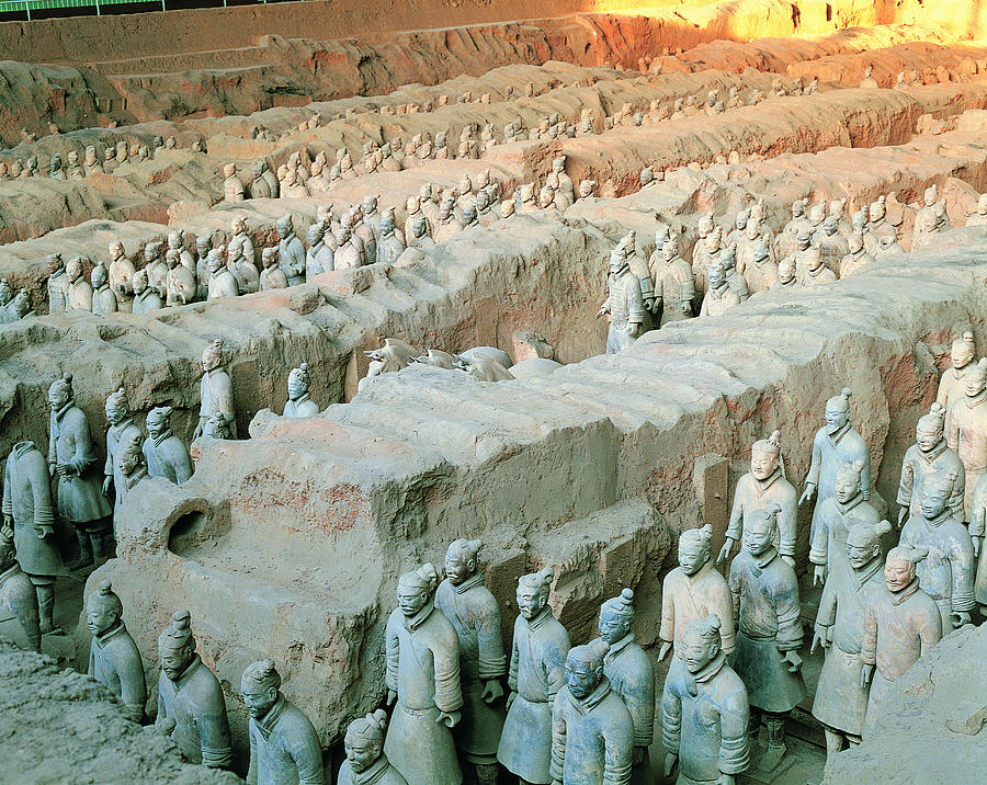 Terracotta Soldiers in Trenches, Mausoleum of Emperor Qin Shi Huang, Xian, Shaanxi Province, China Photograph by Digital Vision.