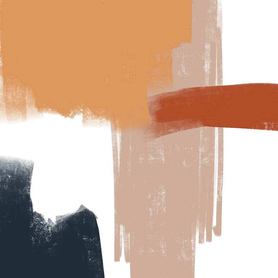 Terracotta Strokes 1 - Contemporary Abstract Painting - Minimal, Modern - Brown, Burnt Orange, Beige Mixed Media by Studio Grafiikka