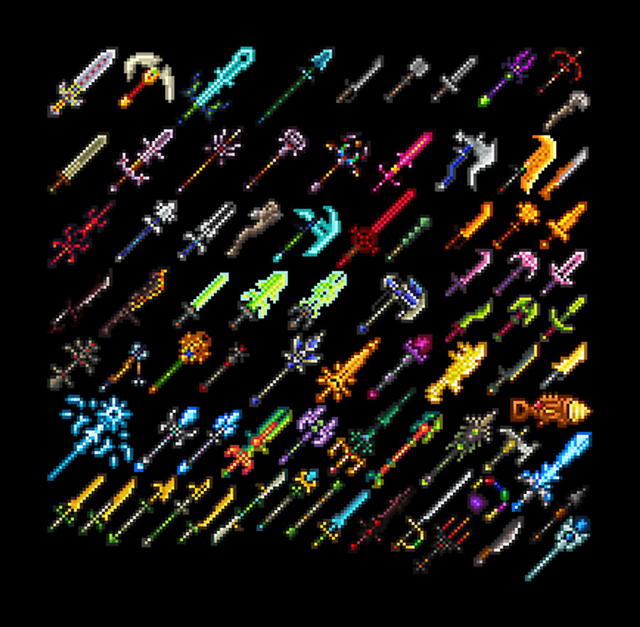 Terraria All Weapons Digital Art By Gene Bradford   Terraria All Weapons Gene Bradford 