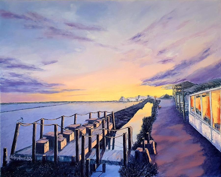 Terrasse au coucher saline de GRUISSAN Painting by Nadya RIGAILL - Fine ...