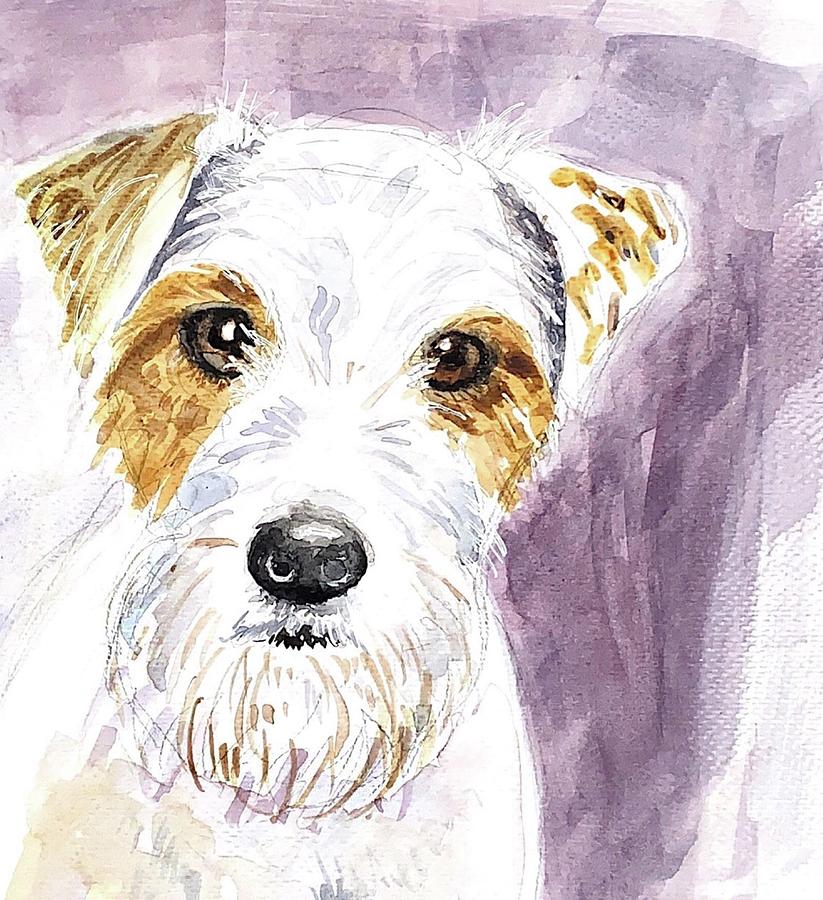 Terrier in Mauve Painting by Zelda Tessadori