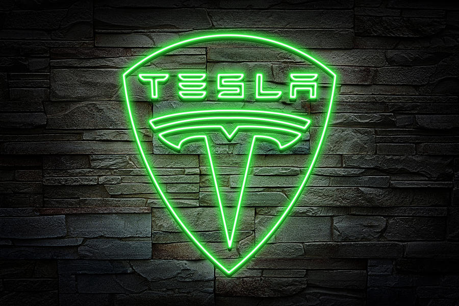 Tesla Neon On Brick Photograph by Ricky Barnard
