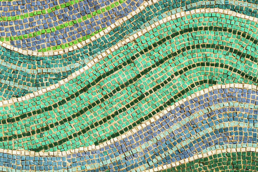 Tessellated Abstracts and Impressions - Free Form Ribbons and Ocean Waves in Cool Blues and Greens Photograph by Georgia Mizuleva