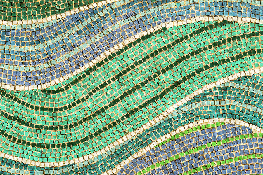 Tessellated Abstracts and Impressions - Free Form Sea Waves and Ribbons in Cool Blues and Greens Photograph by Georgia Mizuleva