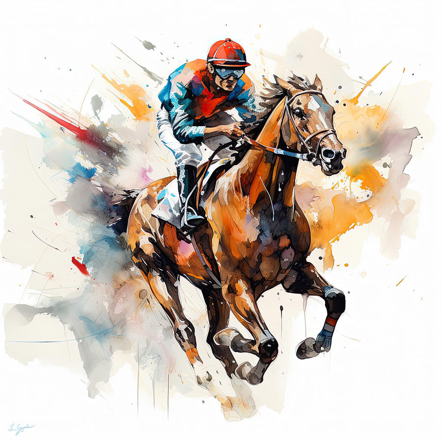 Test of Will - Horse Racing Paintings Painting by Lourry Legarde