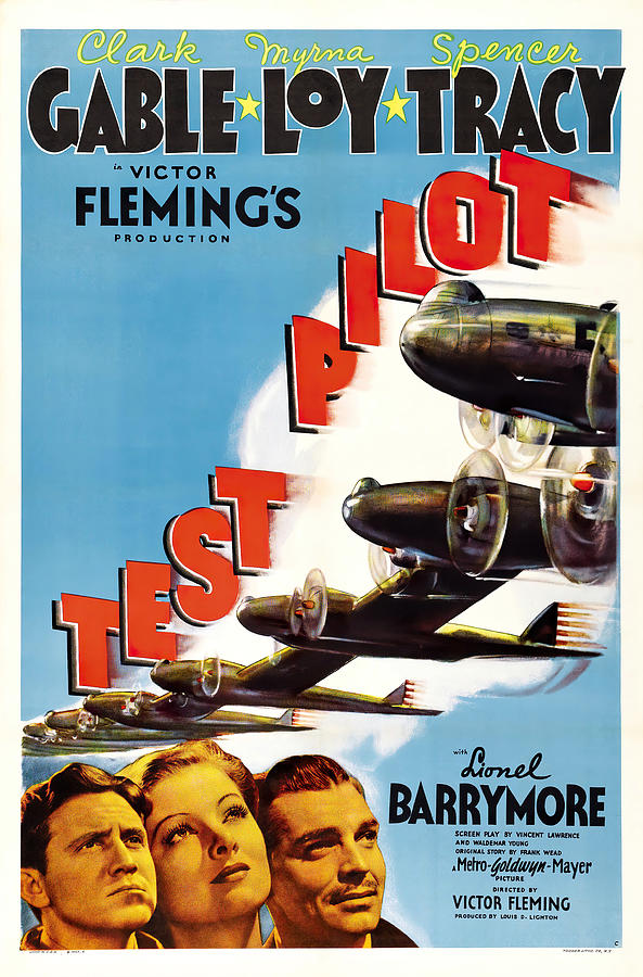 Test Pilot, with Clark Gable and Myrna Loy, 1938 Mixed Media by Movie World Posters